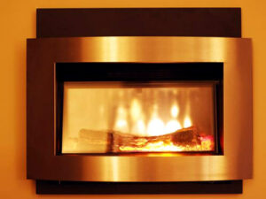 Photo of a natural gas fireplace