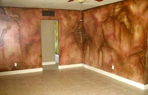 Photo of a faux wall paint treatment. Bad Home Design Mistakes