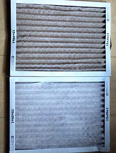 Photo of clean and dirty furnace filters