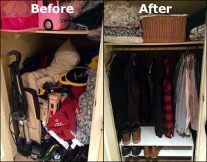 Photos of before and after decluttering my house.