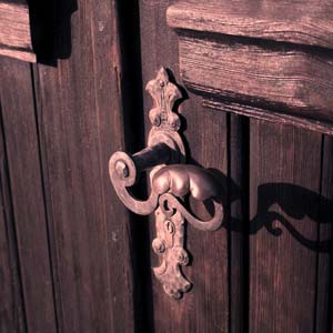 Photo of a rustic door handle