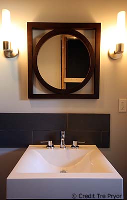 Photo of a modern bathroom vanity