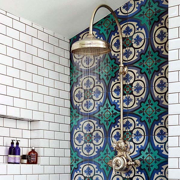 Photo of bathroom with Moroccan tile - Shower Tile Ideas