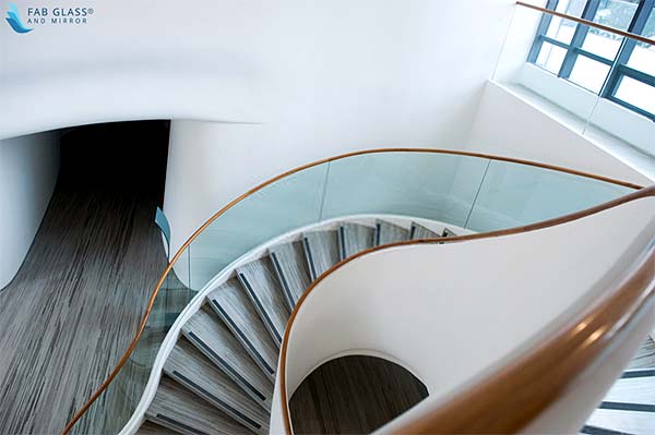 Photo of a curved glass railing system