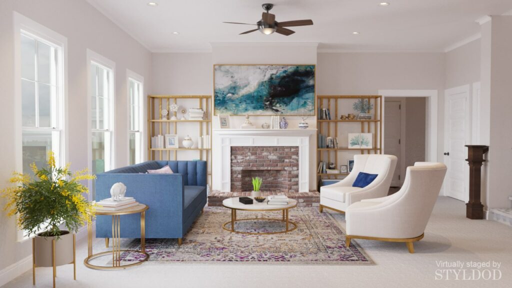 Living room with virtual staging